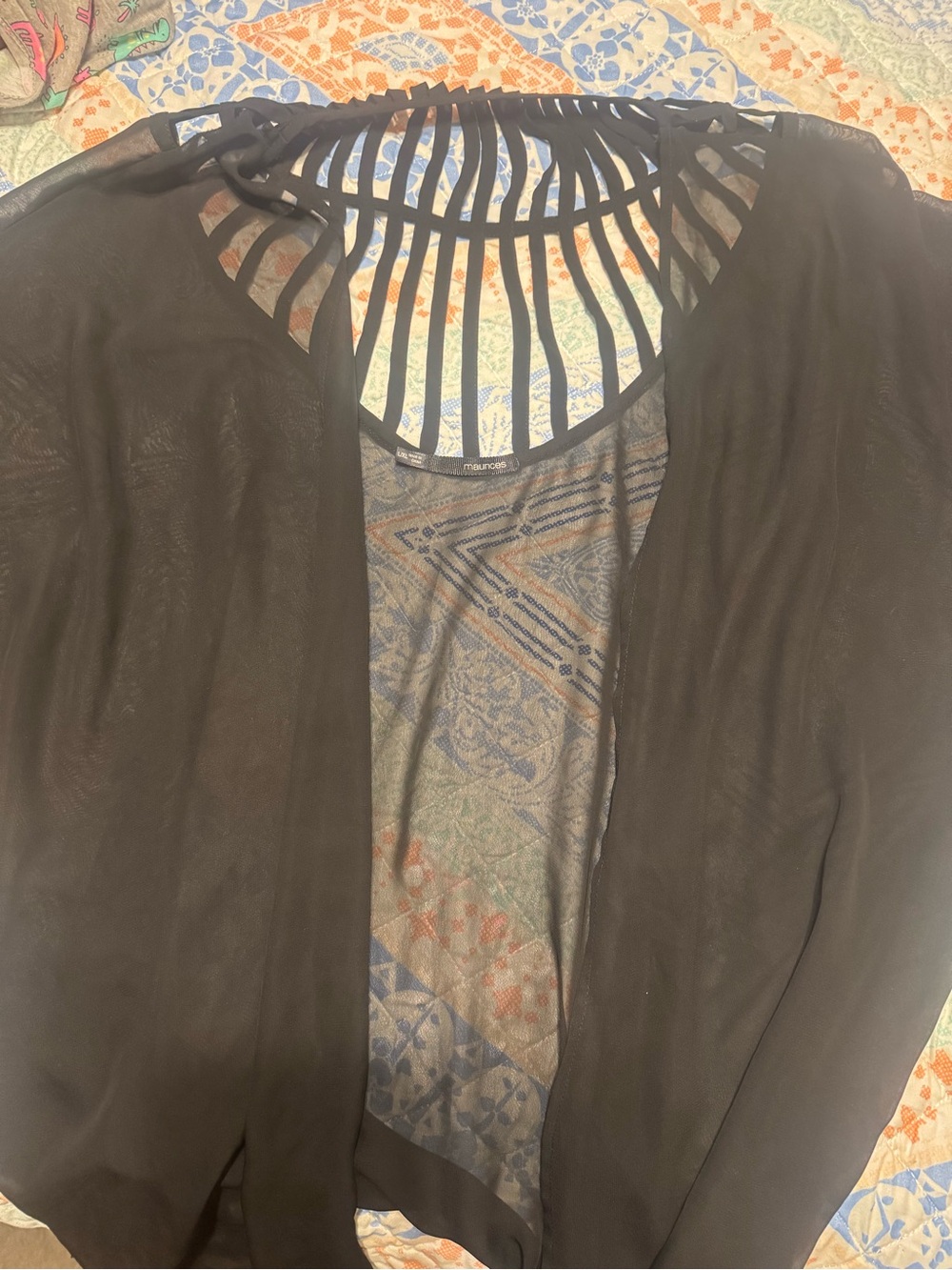 Maurices Black Sheer Swim Coverup with Strappy Back